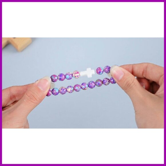 12-Piece Stretch Bracelet Set with Religious Cards, Natural Stone Beads - Picture 8 of 8